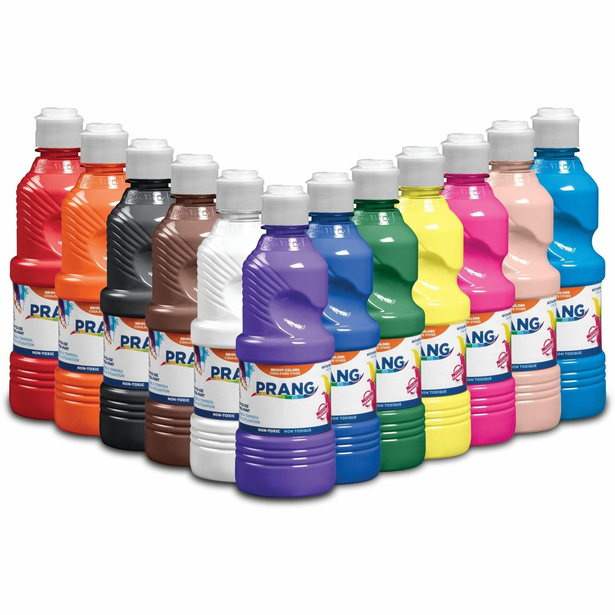 Prang Ready-to-Use Tempera Paint, 12 Assorted Colors, 16 oz, 12/Pack