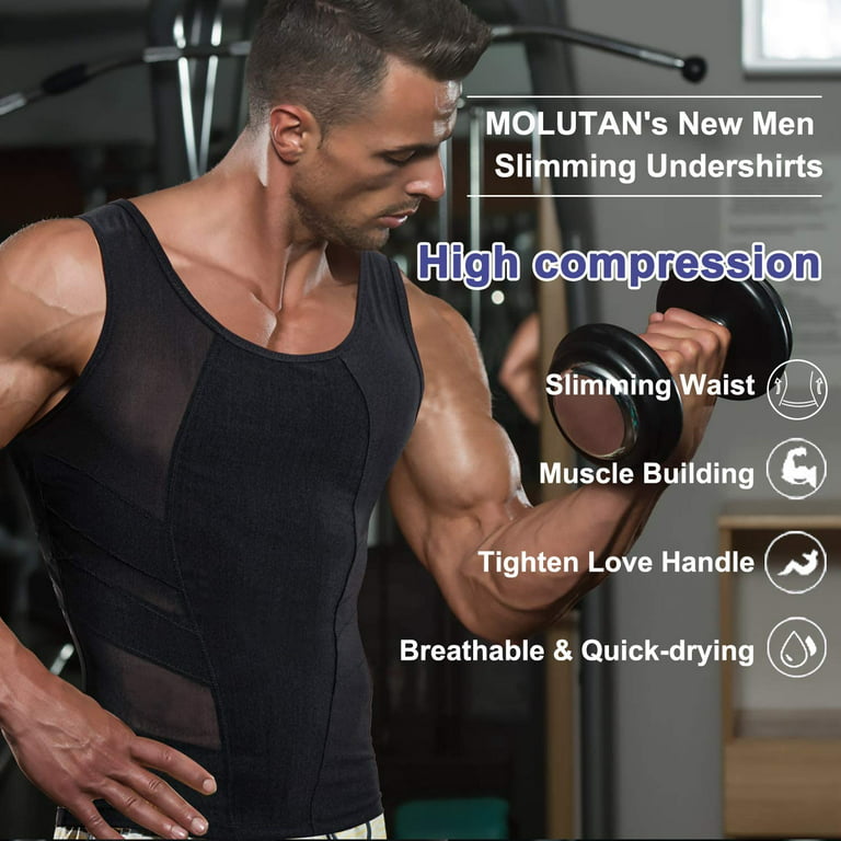 Gotoly Tank Top Slimming Vest Tight Body Shaper Tummy Underwear Men Waist  Trimmer Compression Shirt(Black X-Large) 