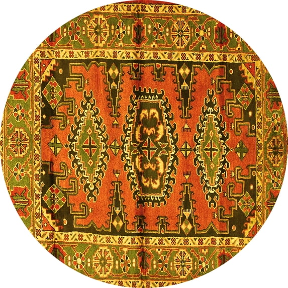 Ahgly Company Indoor Round Persian Yellow Traditional Area Rugs, 6' Round