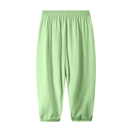SROBPTY Toddler Pants Children s Summer Casual Solid Elastic Waisted Sports Long Pants Green 4-5 Years