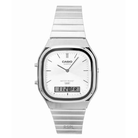 Casio Vintage Analog Digital Stainless Steel Silver Dial Quartz AQ-240E-7A Unisex Watch