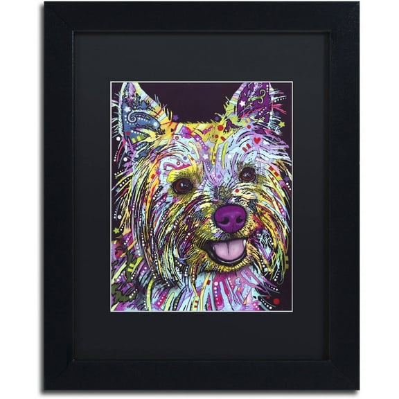 Trademark Fine Art "Yorkie II" Canvas Art by Dean Russo, Black Matte, Black Frame