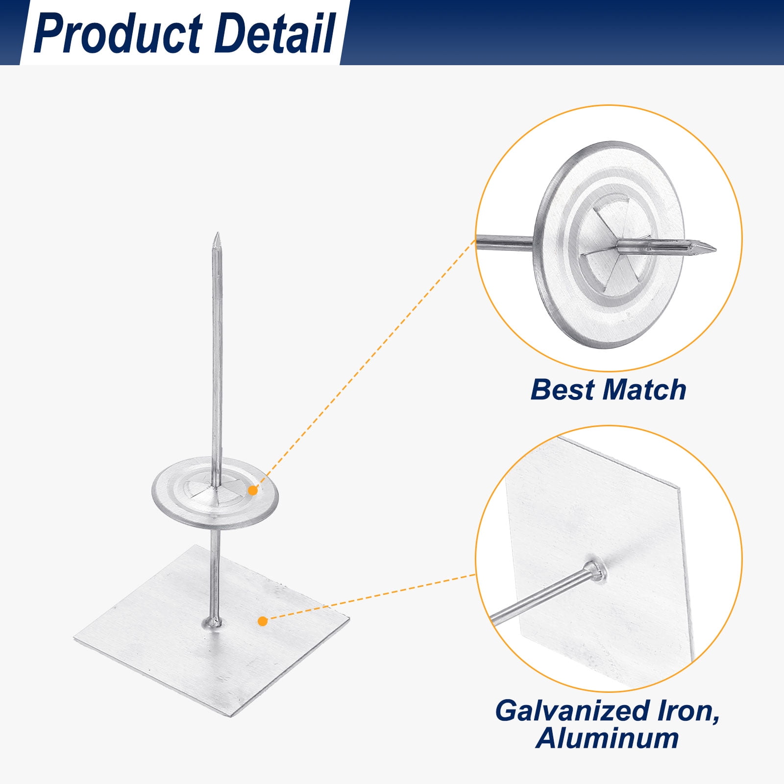 Uxcell Self Stick Insulation Pins, Self Locking Washers for Foam Board 120mm