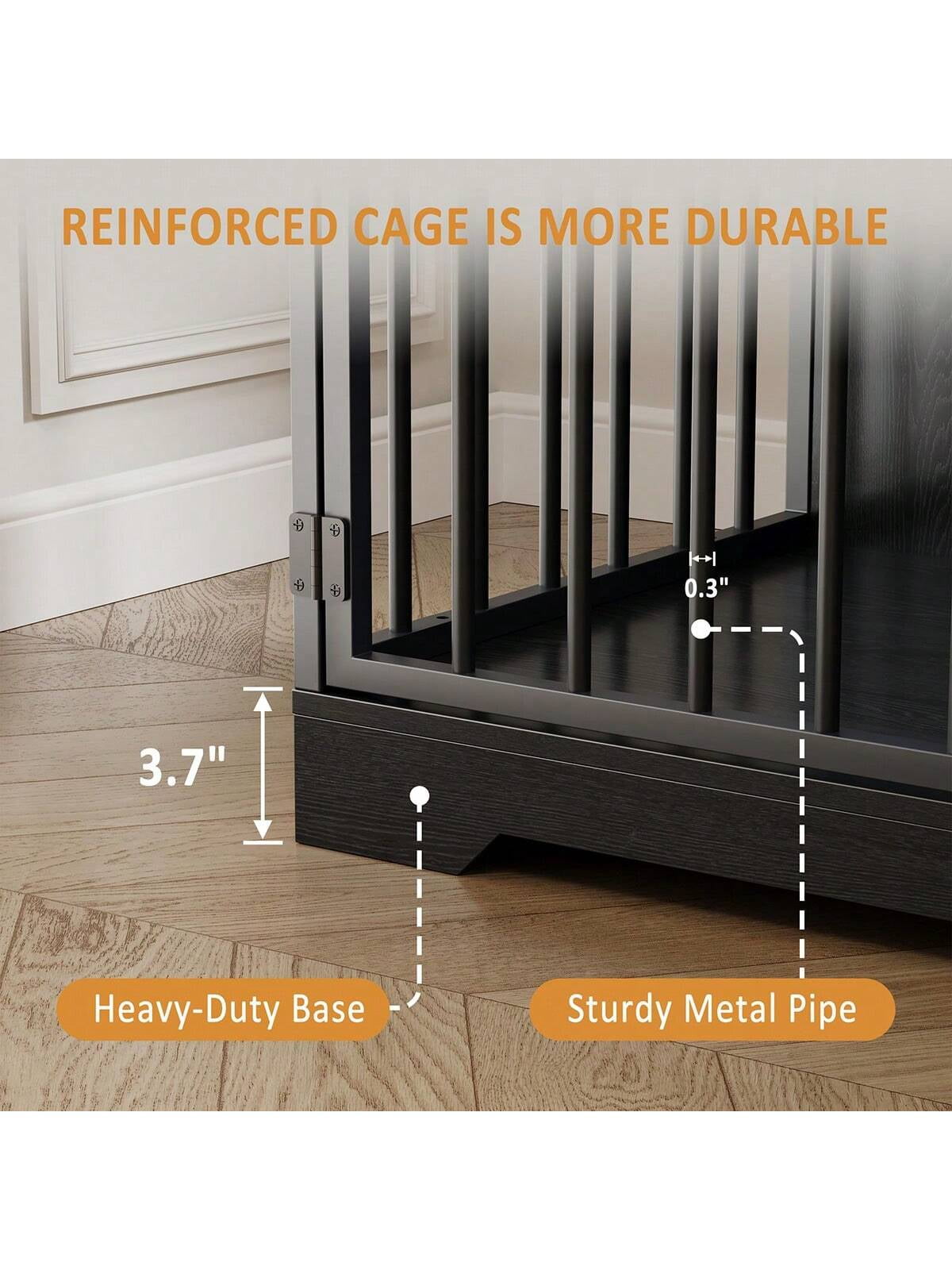 Studyset 48 Inch Dog Crate Furniture,Wooden Dog Kennel Indoor with Dog Bowl & Storage Drawers,Modern Pet Cage Side End Table,Heavy Duty Pet Crate Table for Medium Small Dogs for Living Room,Entryway
