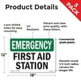 thumbnail image 2 of First Aid Station OSHA Emergency Rigid Plastic Sign 18 Inch x 12 Inch - 5 Pack, 2 of 8