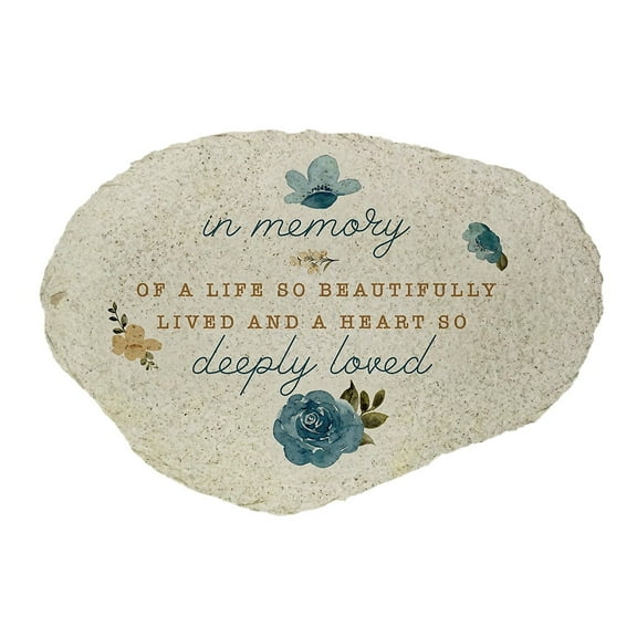 A Beautiful Life Floral Memorial Garden Stone