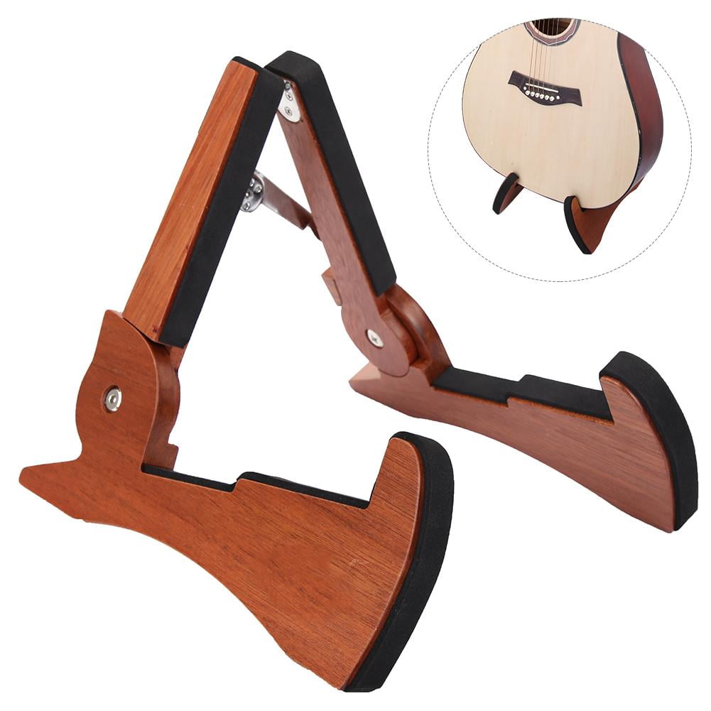 Mgaxyff Mahogany Wood Guitar Stand Portable Folding Bass Guitar Bracket