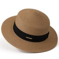 thumbnail image 3 of UTSJKR Womens Classic Wide Brim Fedora Hat with Thin Leather Tag Band for Daily Downtown Commute Coastal Road Trip Garden Party Wrinkle Resistant Travel Hat Brown, 3 of 6