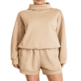 thumbnail image 1 of Survêtements 2 Pcs pour Femmes avec Sweat à Col Roulé Ample et Shorts, 1 of 9