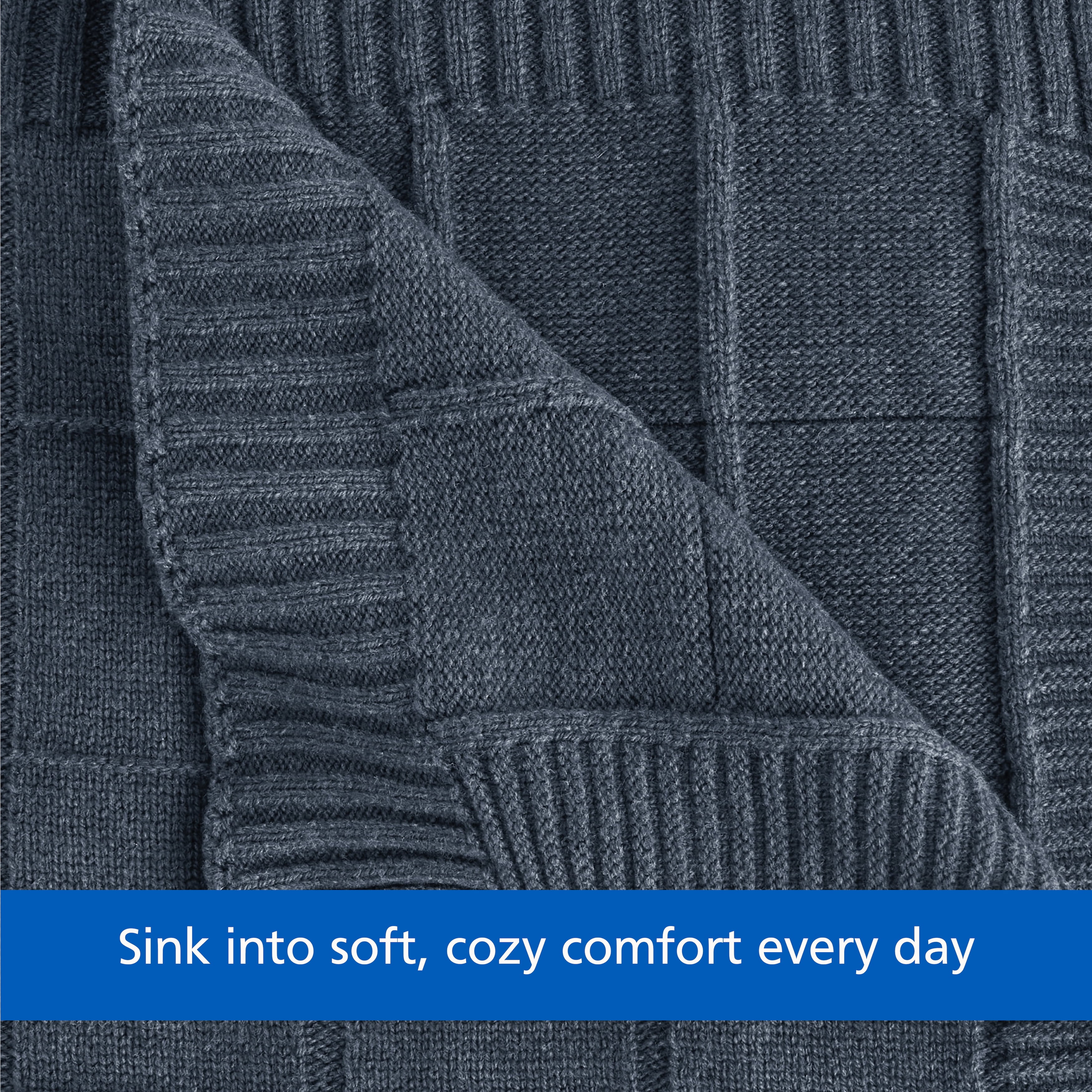 Mainstays Windowpane Knit Greystone Throw, 50 in x 72 in