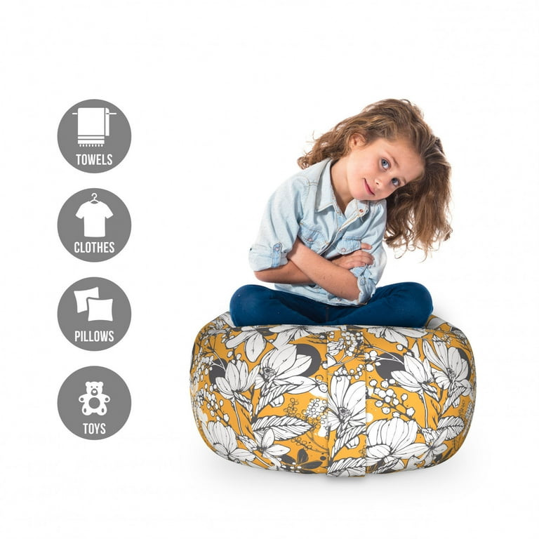 Floral Storage Toy Bag Chair, Hibiscus Plant Exotic Beach Island