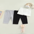 thumbnail image 2 of Girl Cropped Pants Solid Color Elastic Waist Trousers LeggingsInfant  Kid, 2 of 6