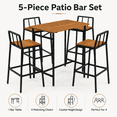 thumbnail image 3 of Seizeen Outdoor Table and Chairs, 5-Pcs Rattan Patio Bar Table Set with 4 Chairs, Counter Height Dining Bistro Set  w/Wood Top, Footrest, 3 of 8