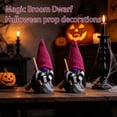 thumbnail image 3 of Halloween Witch Gnome with Magic Broom, 9.84 in Faceless Spooky Dwarf Figurine, Cute Tabletop Decoration for Mantel Shelf Home Party Decor and Halloween Gift，C, 3 of 5