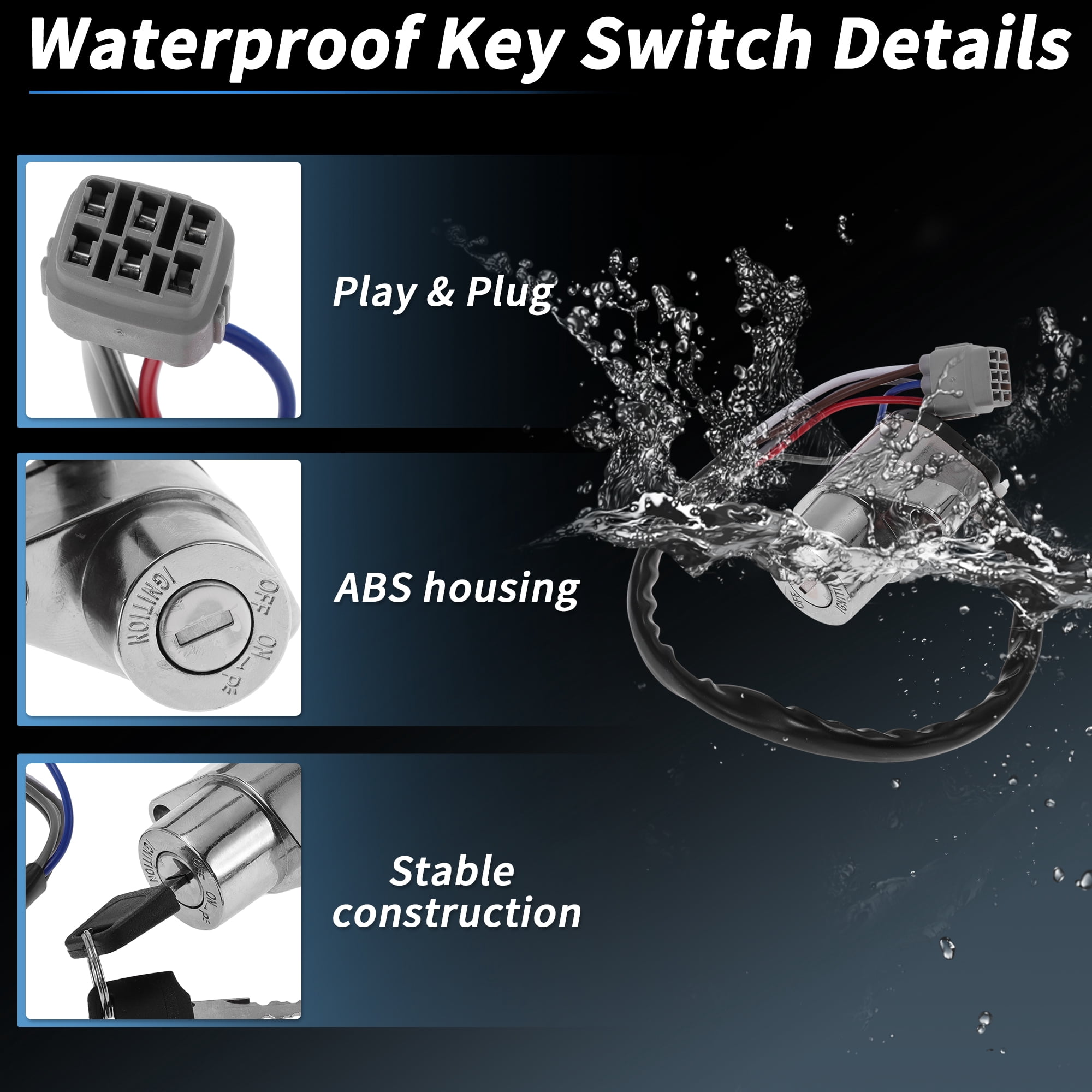 Unique Bargains Ignition Key Switch for Kawasaki VN1500 Vulcan 1500 1998-2008