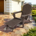 thumbnail image 2 of Costway Patio Folding Adirondack Chair HDPE All-Weather Pull-Out Ottoman Coffee, 2 of 9
