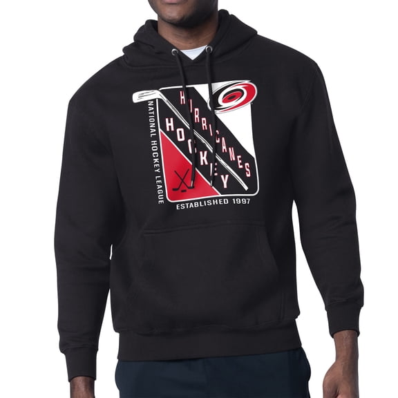 Men's Starter Black Carolina Hurricanes Shield Logo Pullover Hoodie