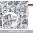 thumbnail image 6 of Farmhouse Navy Blue Floral Valances for Windows, Linen Boho Paisley Flower Rustic Valance Window Treatment Rod Pocket Short Curtains Valances for Kitchen Bathroom 56"W x 16"L, 6 of 9