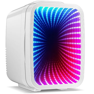 BEICHEN 4L Mini Fridge with LED Light – Portable Cooler & Warmer for Skincare, Drinks, Bedroom, Office, Car & Gaming Setup – Holds 6 Cans (White)