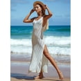 thumbnail image 5 of Womens Crochet Swimsuit Coverup Sleeveless Mesh Bathing Suit Cover Ups Split Maxi Beach Dress  One size, 5 of 8