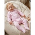 thumbnail image 5 of BemeyourBBs Newborn Baby Girl Boy Spring Fall Winter Clothes Outfit Footed Romper 0 3 6 Months Casual Long Sleeve Lapel Collar Stripes Print Zip Up Footie Jumpsuit One Piece Outfits, 5 of 9