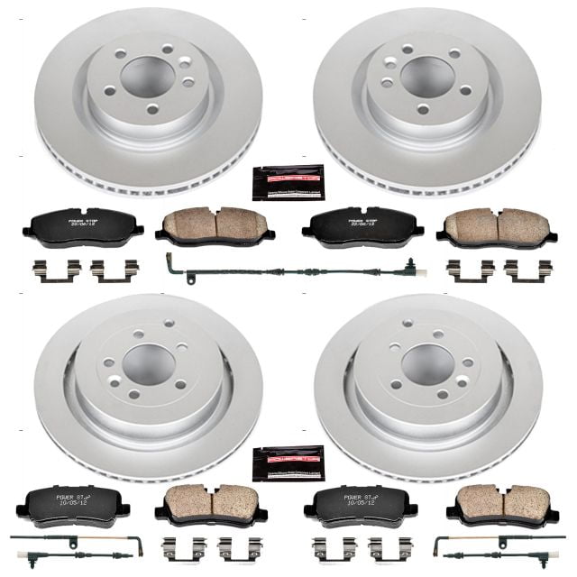 PowerStop Front and Rear Geomet Coated Brake Rotor and Pad Kit Fits: LAND ROVER Select Models CRK6048