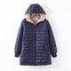 thumbnail image 4 of Chaqueta de algodón a cuadros con capucha de longitud media a larga para mujer, 4 of 6