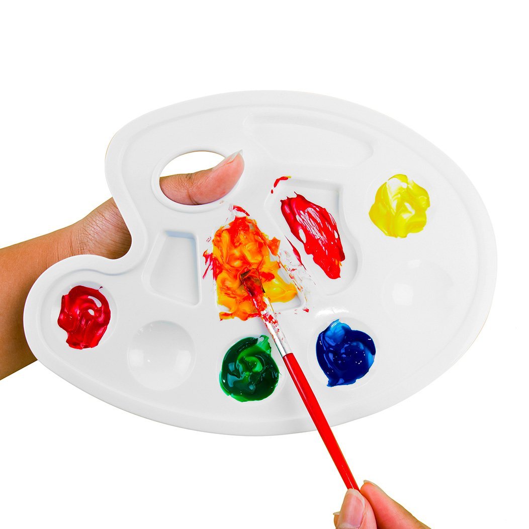 White Plastic Artist Paint Palettes Color Tray Cavity Non Stick Trays 