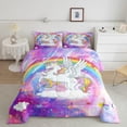 thumbnail image 2 of Juego de Cama Unicornio Rosa,Juego de Cama Boho Rainbow para Niñas y Niños, 2 of 6