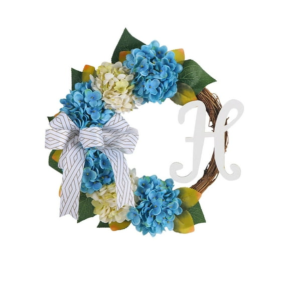 Hydrangea Wreaths Front Door Artificial Flowers Wreath Wall Art Decoration Green Leaves Cottage Wreath for Party Indoor Outdoor Celebration