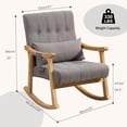 thumbnail image 2 of MELLCOM Upholstered Rocking Chair with Lumbar Support, Comfy Rocker Glider Chair for Nursery, Modern High Back Armchair for Living Room, Indoor Chair for Petite, Polyester (Grey), 2 of 5