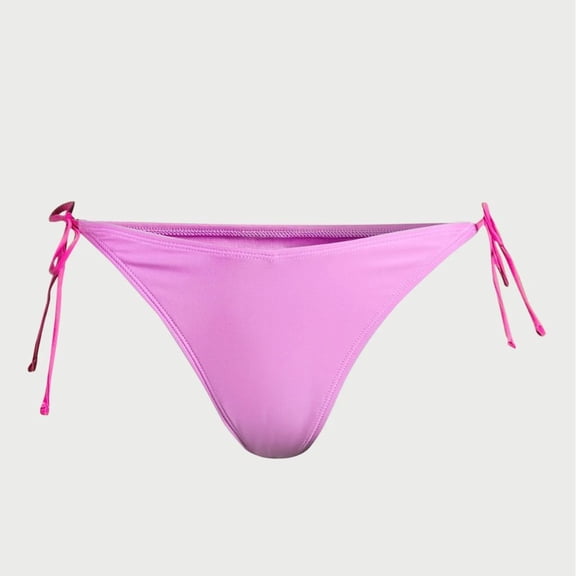 Juniors’ Pink String Bikini Bottoms – Tie Side Swimwear, Size Large (11–13)
