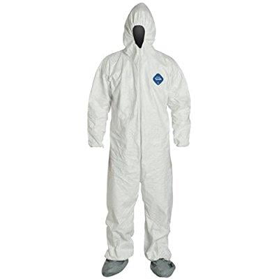DuPont Disposable Elastic Wrist Coverall Suit, White, Extra-Large (Men)