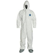 dupont ty122s-xl-each disposable elastic wrist, bootie and hood tyvek coverall suit 1414, x-large, white