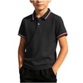thumbnail image 2 of Oiangi Button Up Shirt for Boy Short Sleeve Lapel Shirt Comfy Dress School Uniform Black 2XL, 2 of 6