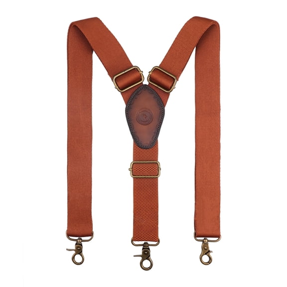 Tourbon Adjustable Webbing Mens Suspenders Y Back Design 3 Metal Snap Hooks, Brown, 1-Pack