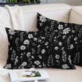 thumbnail image 2 of Black White Floral Throw Pillow Covers Gray Leaf Watercolor Botanical Spring Decorative Lumbar Pillow Cover Rectangle Cushion Case for Sofa Couch Bed Living Room Bedroom 12 X 20 Inches, 2 of 9