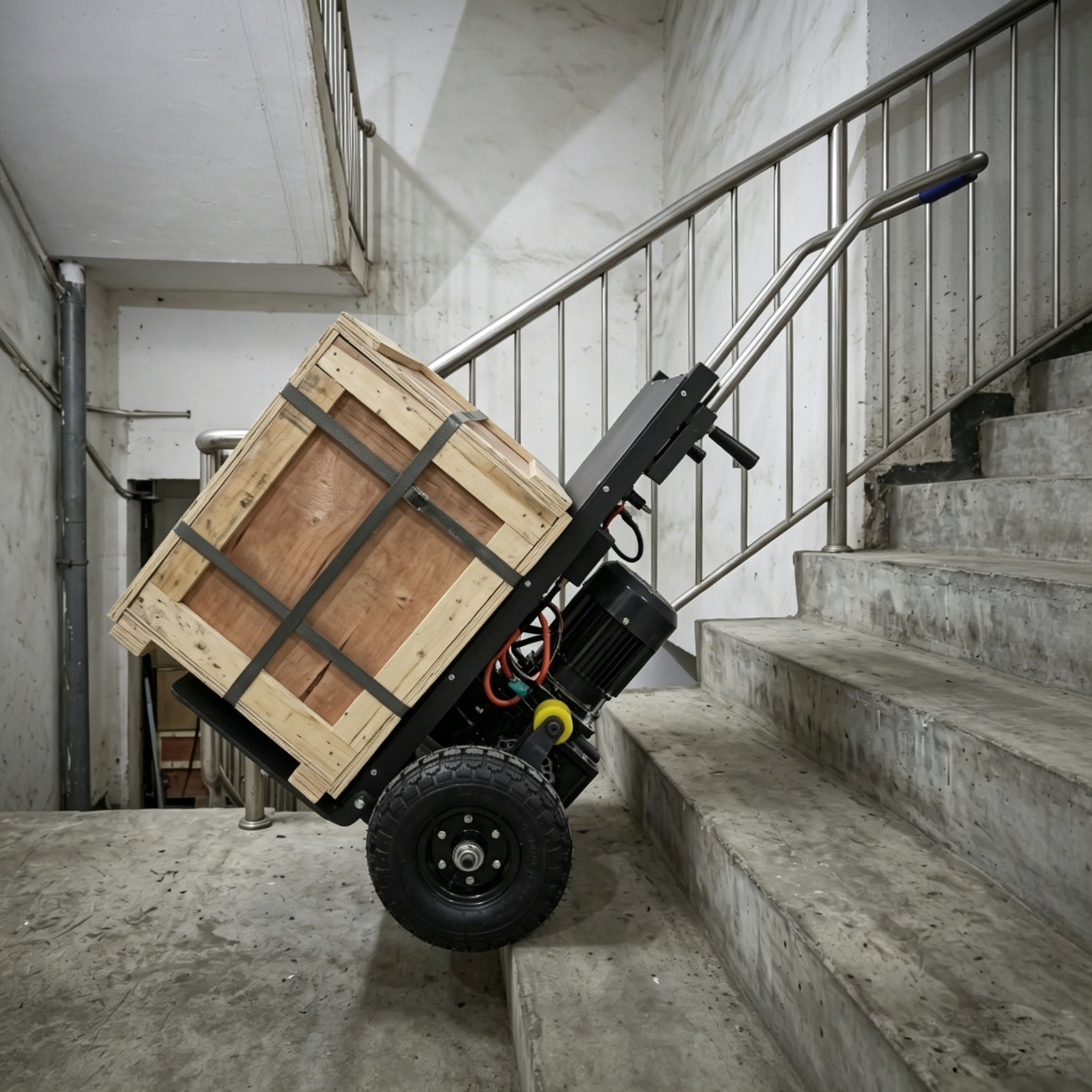 Electric Stair Climbing Dolly with 1102 lbs max Load Capacity, Folding Stair Climbing Dolly Takes, Motorized Stair Climbing Hand Truck for Office Daily Use
