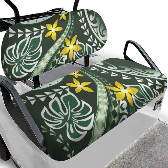 Pzuqiu Golf Cart Seat Covers Easy to Install, Compatible with Outdoor Golf Cart Seats, Golf Car Seat Cover Set Fit for Ezgo Golf Carts, Tropical Leaves