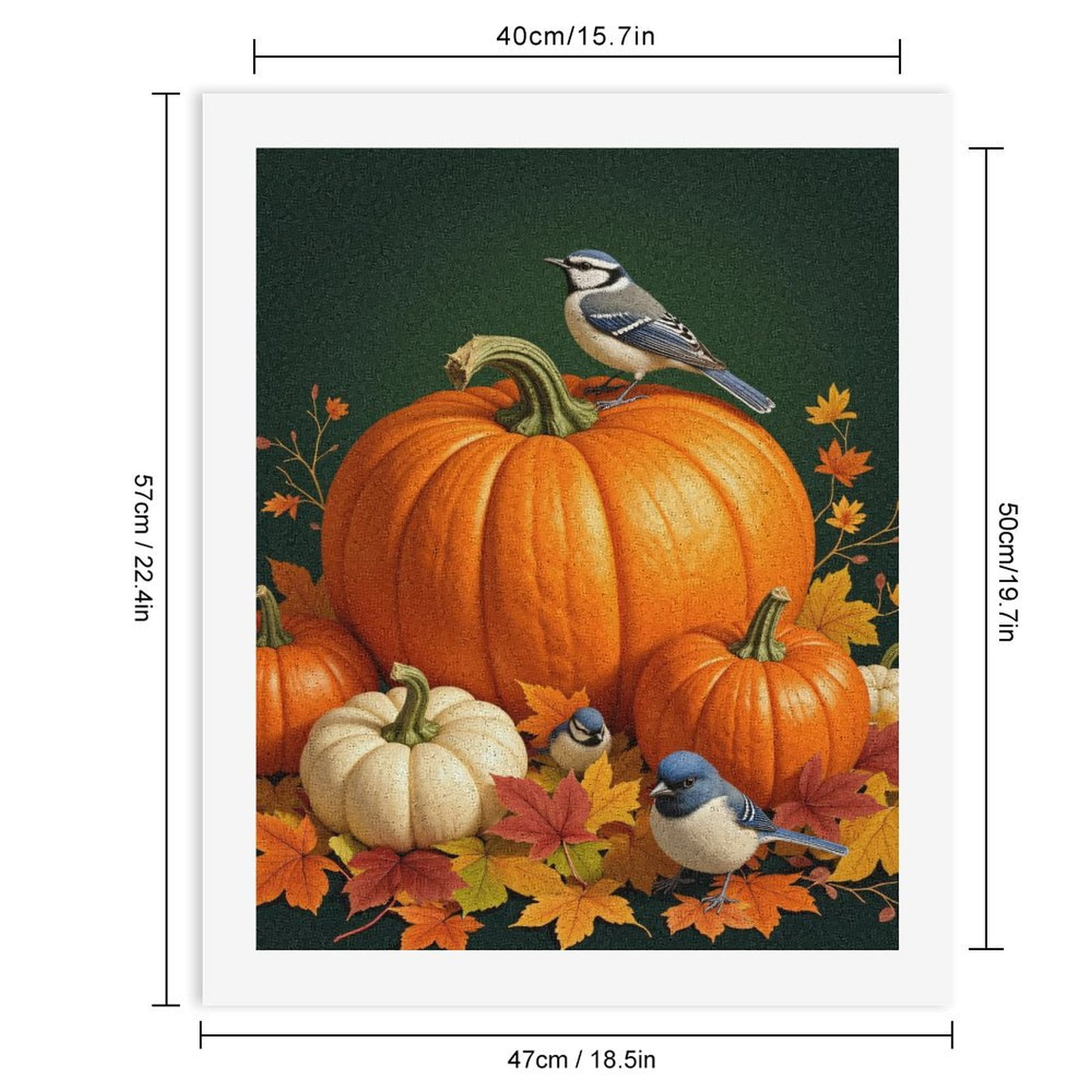 Paint By Numbers Kit for Adults Beginner - DIY Autumn Birds Pumpkins Leaves Scene Canvas Painting Kits for Adults, Frameless Paint By Number for Adults for Home Wall Decor 16x20 Inch
