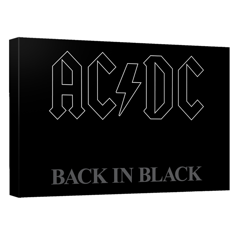 ACDC Back In Black Cover Canvas Wall Art With Back Board White