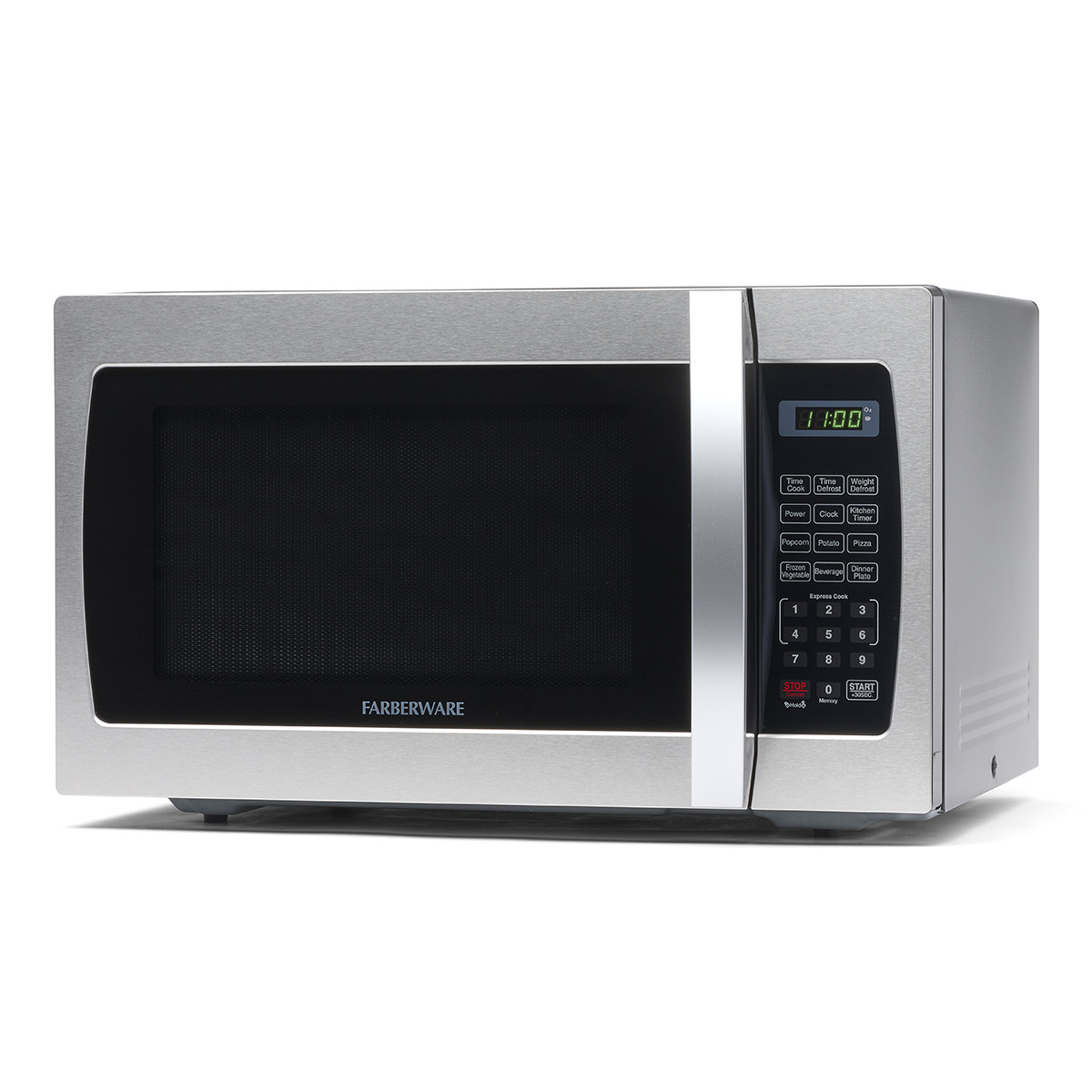 Farberware 1.3 cu ft Microwave Oven, 1100W Compact Microwave Oven with Smart Sensor, Stainless Steel