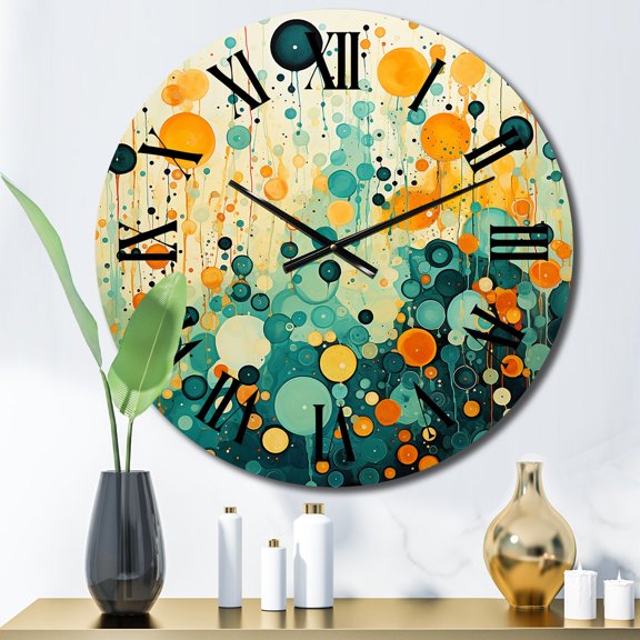 Designart "Nostalgic Remix II" Abstract Collages Oversized Wall Clock
