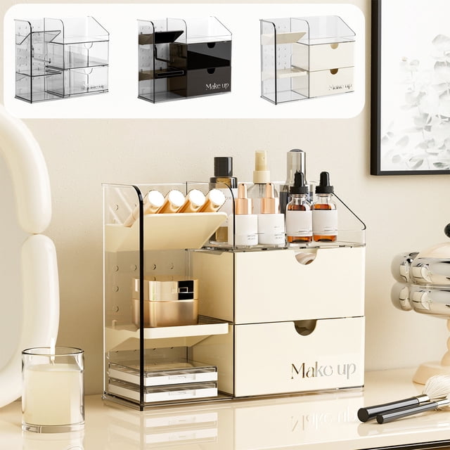 Sentmoon Corner Shelves Corner Shelf Makeup Organizer for Home Vanity Drawer Adjustable Layered Drawer Storage Box for Cosmetics and Jewelry