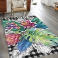 thumbnail image 2 of Tropical Plant Area Rugs 4'x6', Washable Small Throw Rugs for Office Bathroom, Summer Watercolor Botanical Palm Leaf Plaid Indoor Outdoor Rug Non-Slip Low Pile Carpet Runner Reversible Floor Mats, 2 of 8