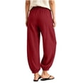 thumbnail image 6 of VBVC Women's Cotton Linen Harem Joggers Pants , Baggy Drawstring Boho Trousers For Women , Ladies' Summer Beach Pants with Pockets, S-2XL, 6 of 6