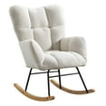 thumbnail image 1 of Modern Tufted Rocking Chair - High-Back Teddy Fabric Glider with Armrests, Safe 30° Rock, Metal Legs & Wooden Base, 1 of 6