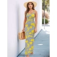 thumbnail image 5 of Women'S Summer Long Dress Casual Slip Slim Sleeveless Bodycon Maxi Dresses Yellow Flower XL, 5 of 7