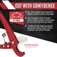 thumbnail image 4 of Pipe and Tube Cutter One-hand Professional Fast 1/8"-1.25" Cutting Tool for Plastic PEX Tubings PVC Pipes Hoses w/ Clean & Straight Cuts, Perfect for Plumbers, Home Handy Man, Red, 4 of 8