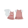 thumbnail image 2 of Miaouyo Baby Girls Summer Clothes Solid Short Sleeve Romper with Letter Embroidery Overall Dress 2 Pcs Set, 2 of 9